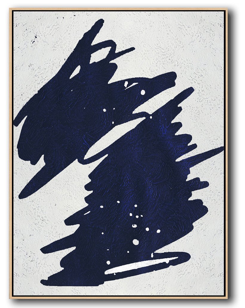 Buy Hand Painted Navy Blue Abstract Painting Online - Where Can I Buy Canvas Prints Huge